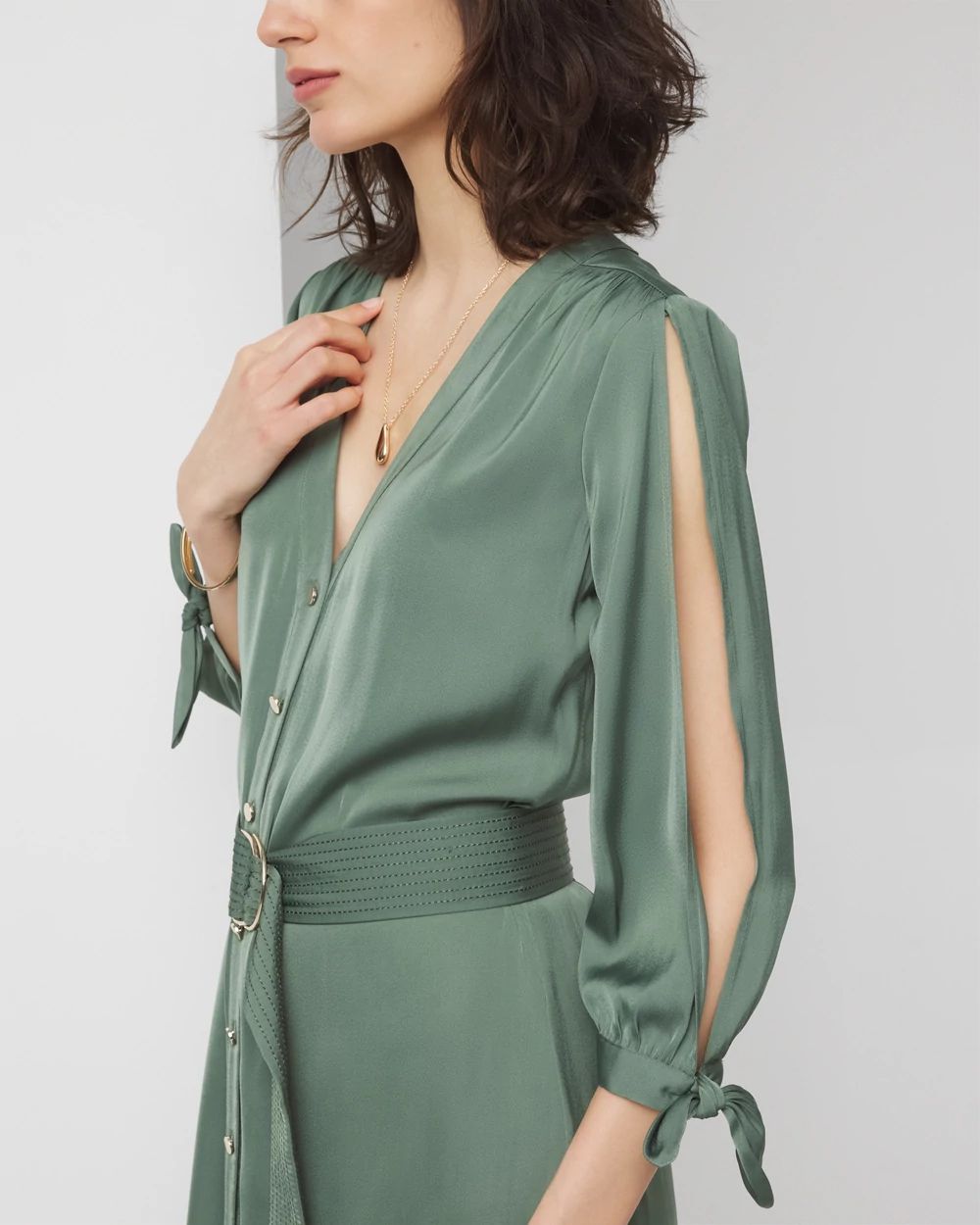 Cold Shoulder Belted Midi Dress | White House Black Market